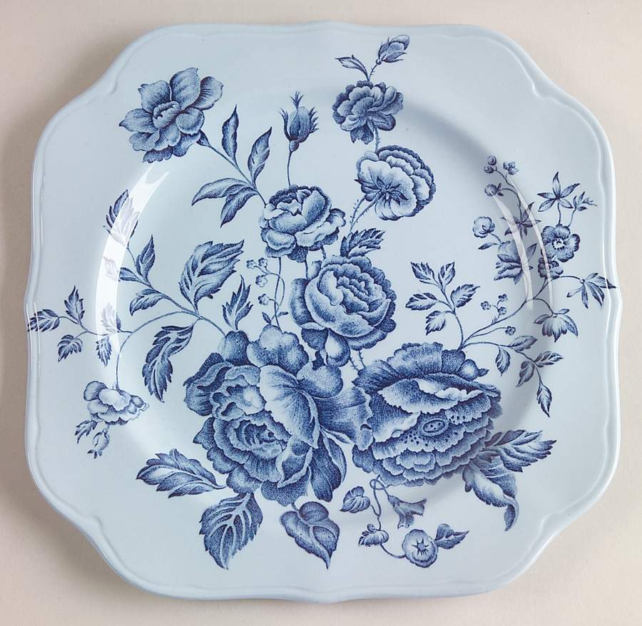 Elizabeth Blue (Blue Background) Square Salad Plate by Johnson Brothers-1