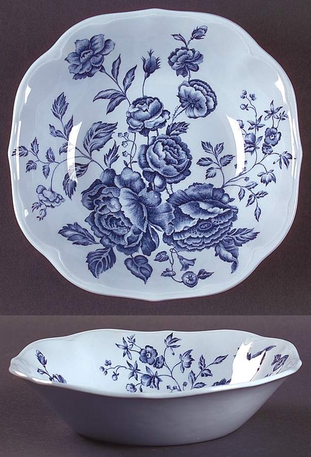 Elizabeth Blue (Blue Background) Square Soup Bowl by Johnson Brothers-1