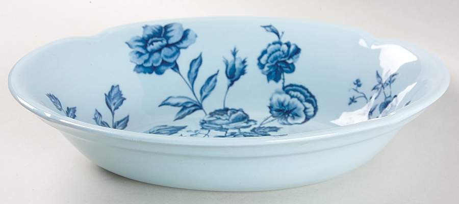 Elizabeth Blue (Blue Background) 9" Oval Vegetable Bowl by Johnson Brothers-1