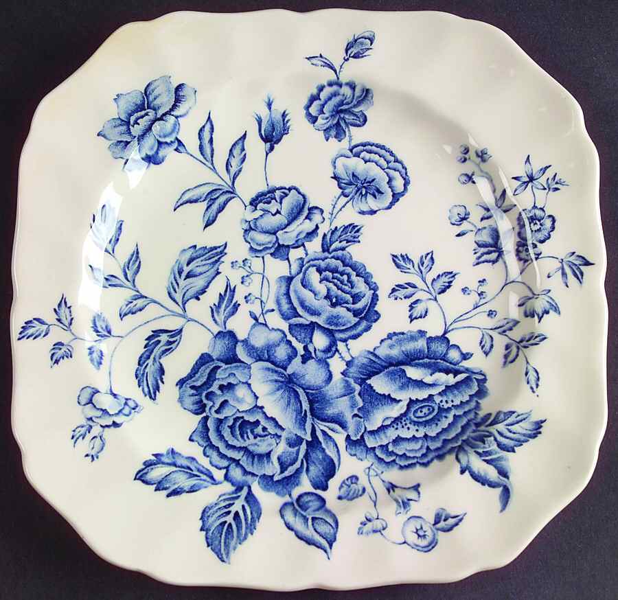 Elizabeth Blue (White Background) Square Salad Plate by Johnson Brothers-1