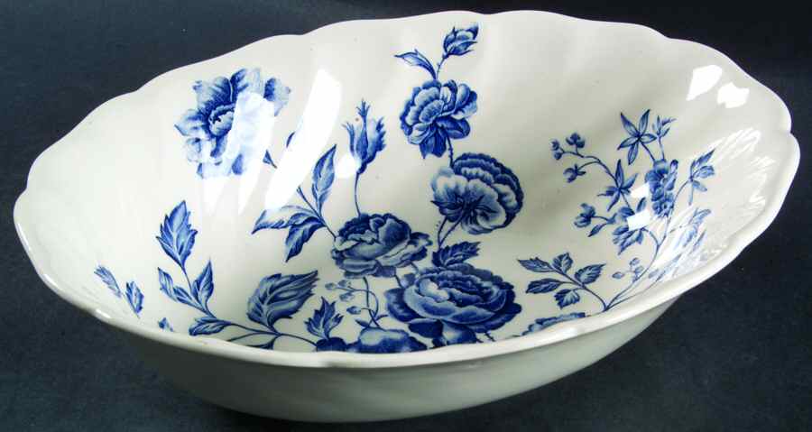 Elizabeth Blue (White Background) 8" Oval Vegetable Bowl by Johnson Brothers-1