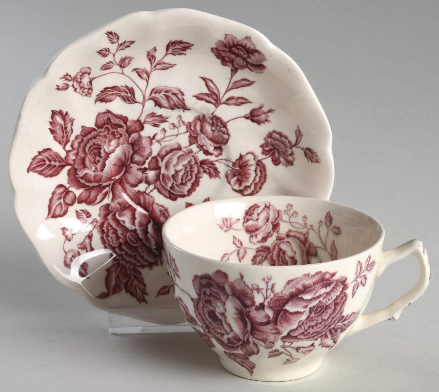 Elizabeth Mulberry Flat Cup & Saucer Set by Johnson Brothers-1