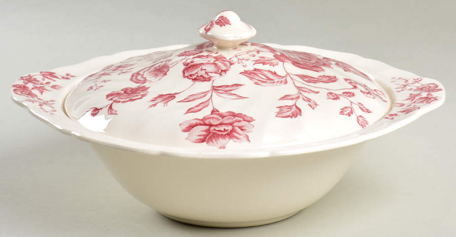 Elizabeth Pink Round Covered Vegetable by Johnson Brothers-1