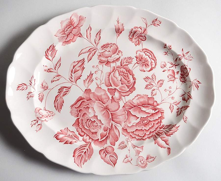 Elizabeth Pink 13" Oval Serving Platter by Johnson Brothers-1