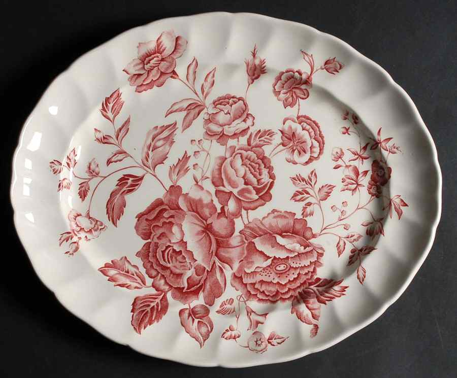 Elizabeth Pink 15" Oval Serving Platter by Johnson Brothers-1