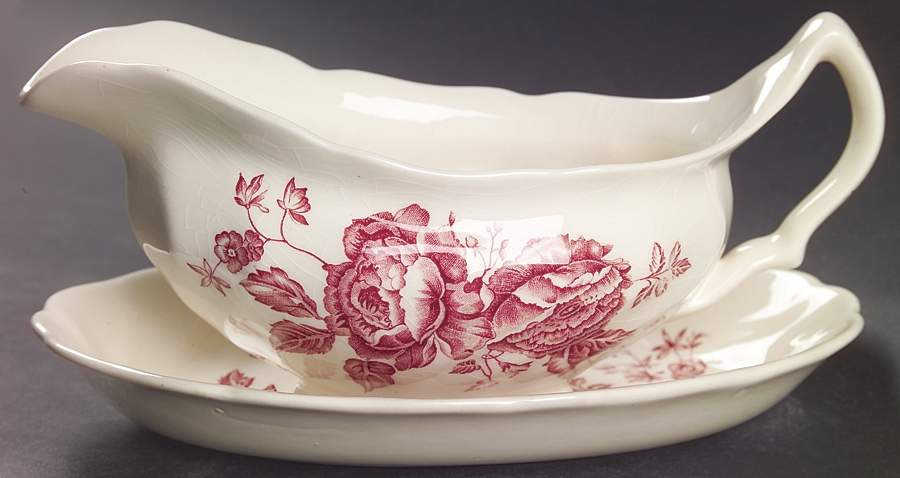 Elizabeth Pink Gravy Boat & Underplate by Johnson Brothers-1