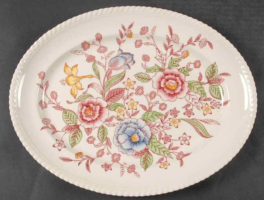 English Bouquet (Old English) 14" Oval Serving Platter by Johnson Brothers-1