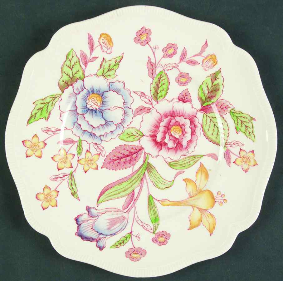 English Bouquet (Old Staffordshire) Square Salad Plate by Johnson Brothers-1