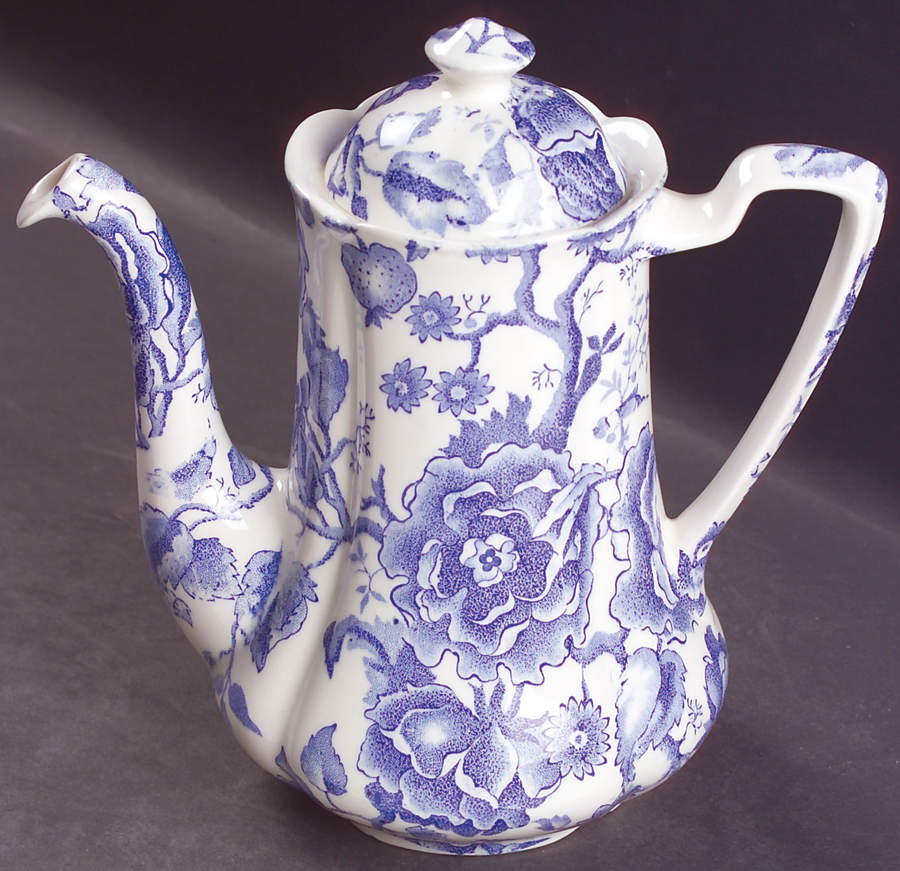 English Chippendale Blue Small Coffee Pot & Lid by Johnson Brothers-1