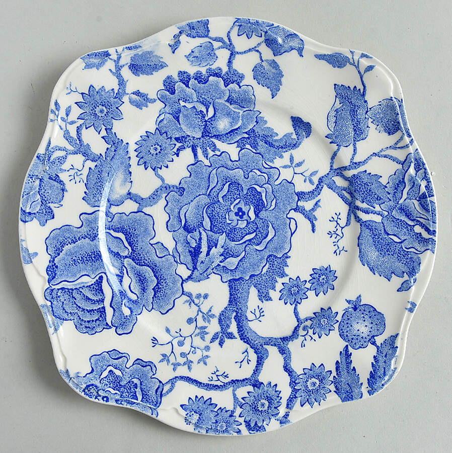 English Chippendale Blue Square Salad Plate by Johnson Brothers-1