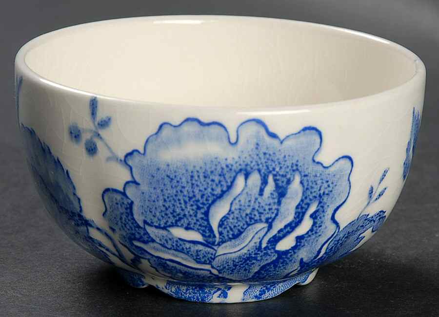 English Chippendale Blue Mini Open Sugar Bowl by Johnson Brothers-1