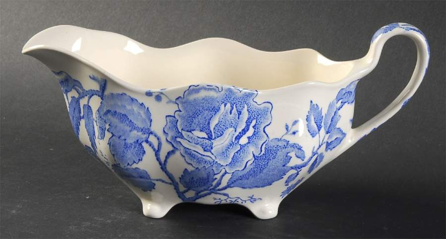 English Chippendale Blue Gravy Boat by Johnson Brothers-1