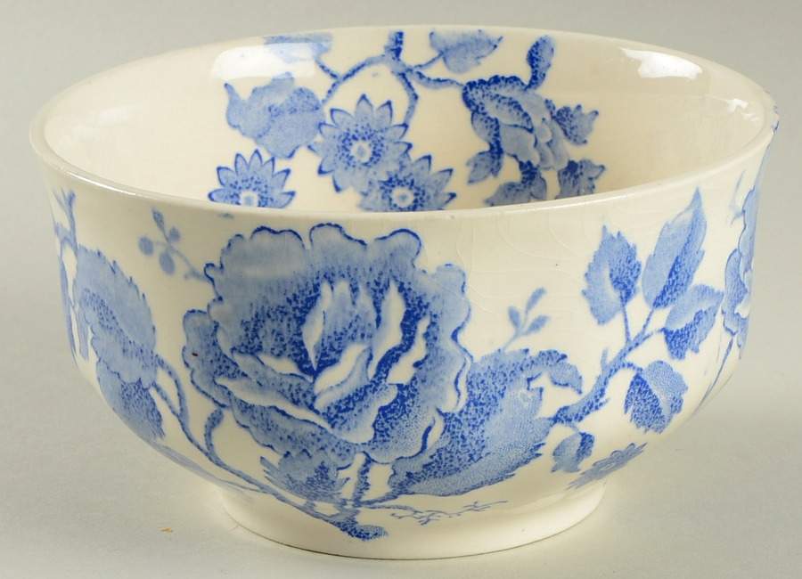 English Chippendale Blue Cranberry Bowl by Johnson Brothers-1