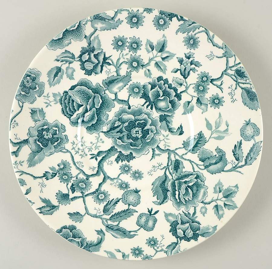 English Chippendale Green 11" Chop Plate (Round Platter) by Johnson Brothers-1
