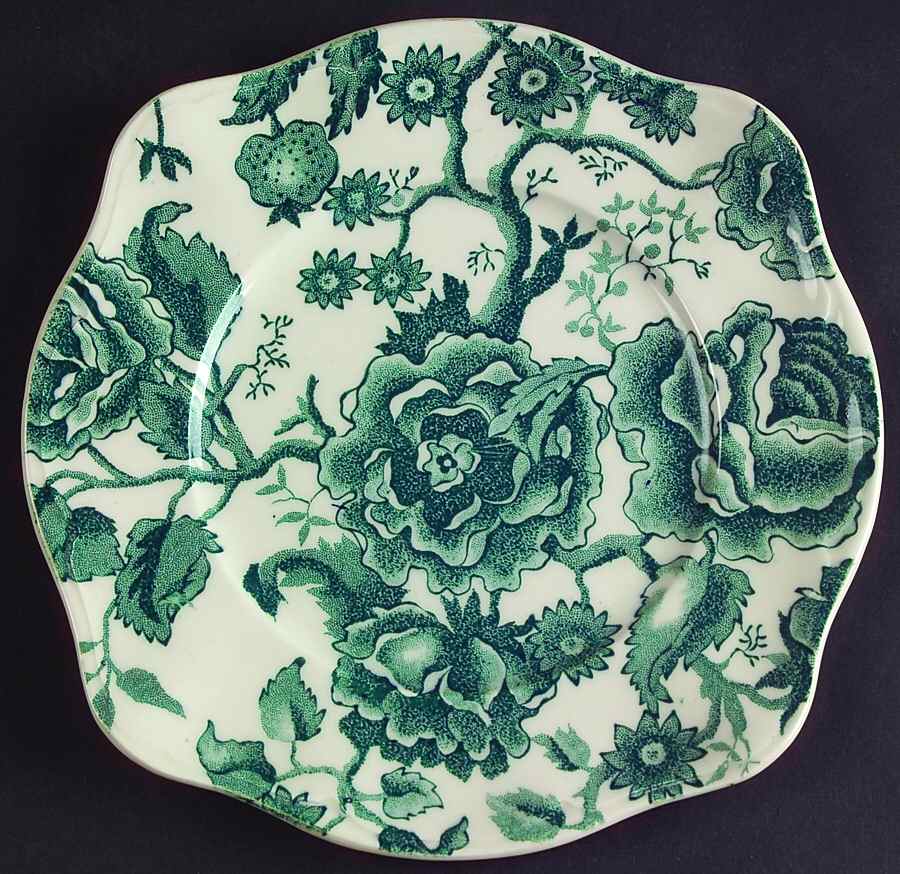 English Chippendale Green Square Salad Plate by Johnson Brothers-1