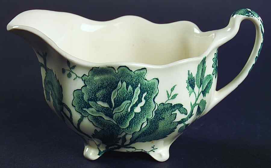 English Chippendale Green Creamer by Johnson Brothers-1
