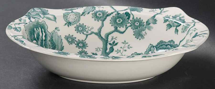 English Chippendale Green 9" Oval Vegetable Bowl by Johnson Brothers-1