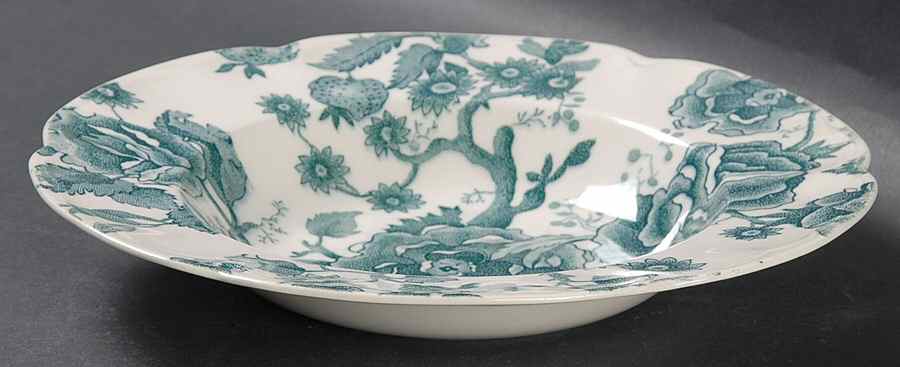 English Chippendale Green Rim Soup Bowl by Johnson Brothers-1