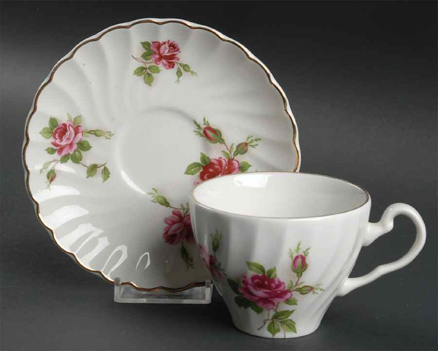 Enchantment (Gold Trim) Flat Cup & Saucer Set by Johnson Brothers-1