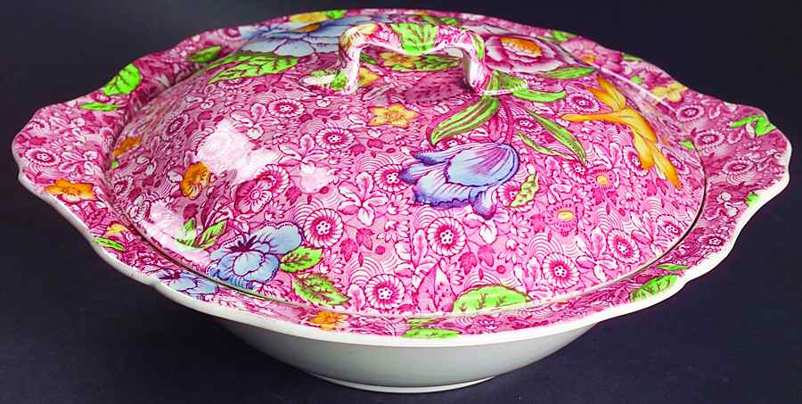 English Countryside Pink Multicolor Round Covered Vegetable by Johnson Brothers-1