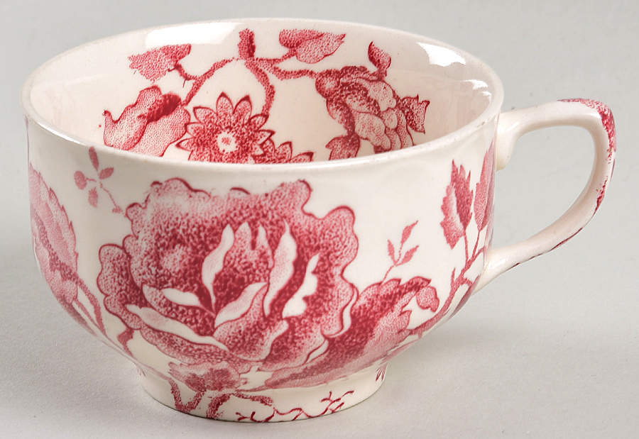 English Chippendale Red Pink Flat Cup by Johnson Brothers-1