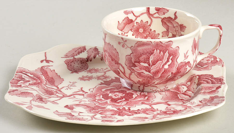 English Chippendale Red Pink Snack Cup by Johnson Brothers-1