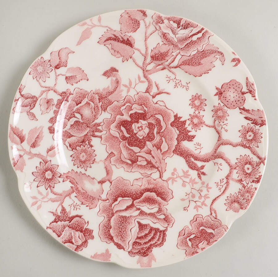 English Chippendale Red Pink Salad Plate by Johnson Brothers-1