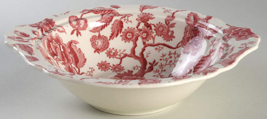 English Chippendale Red Pink Round Vegetable No Lid by Johnson Brothers-1