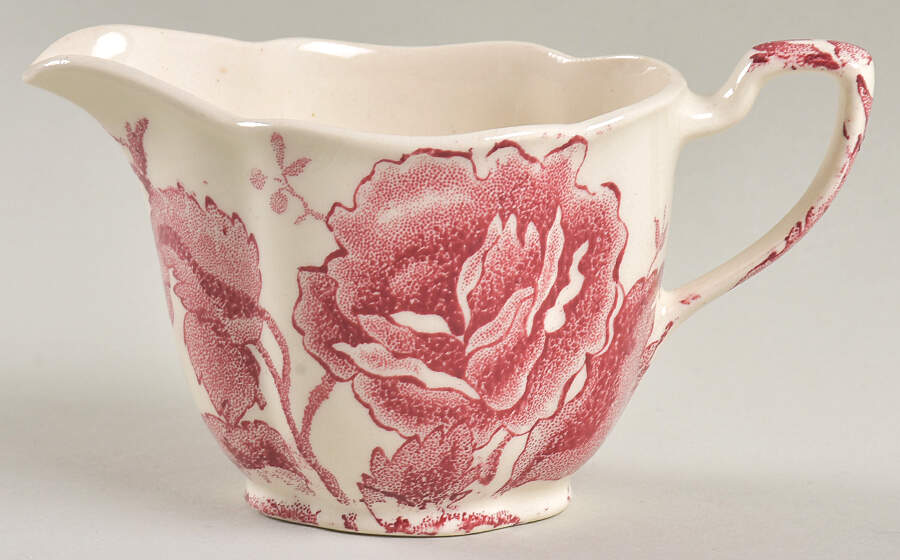 English Chippendale Red Pink Creamer by Johnson Brothers-1