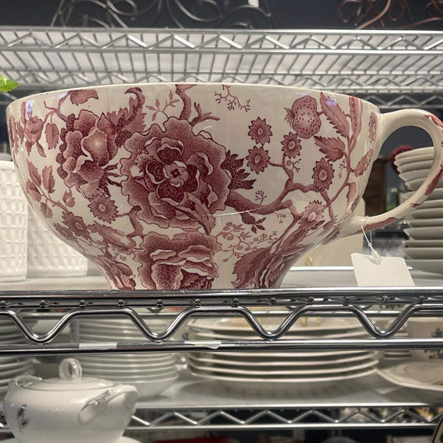 English Chippendale Red Pink Colossal Cup by Johnson Brothers-1
