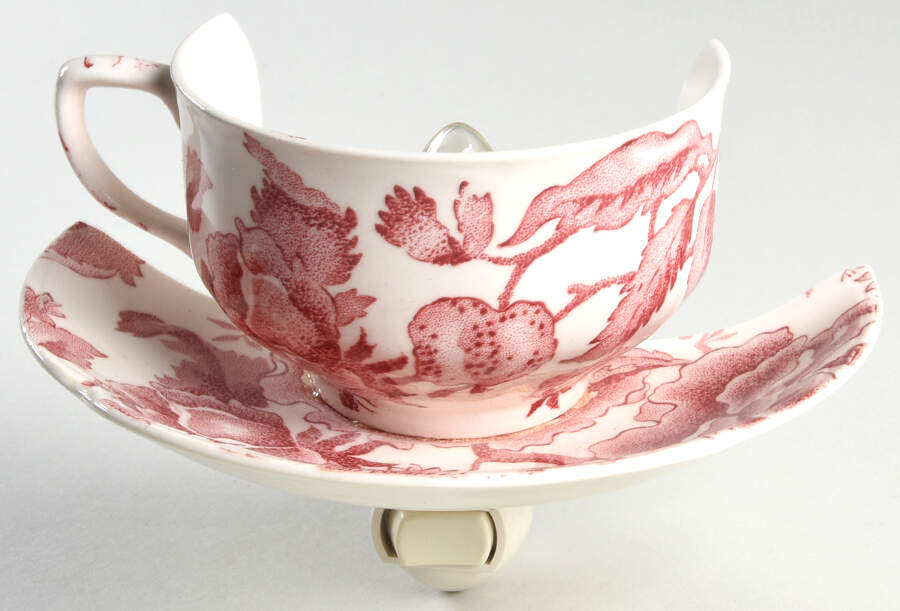 English Chippendale Red Pink 1 5/8" + cup (H) Night Light/Cup HC by Johnson Brothers-1