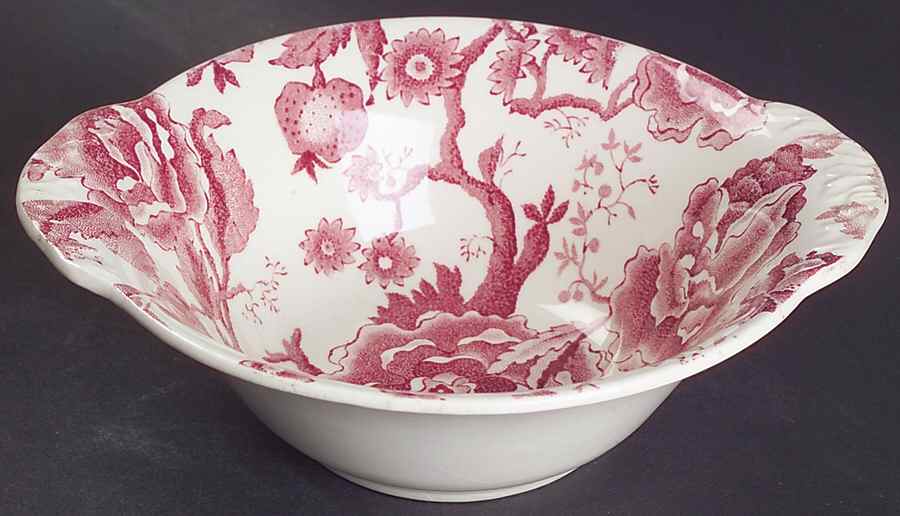 English Chippendale Red Pink Lugged Cereal Bowl by Johnson Brothers-1