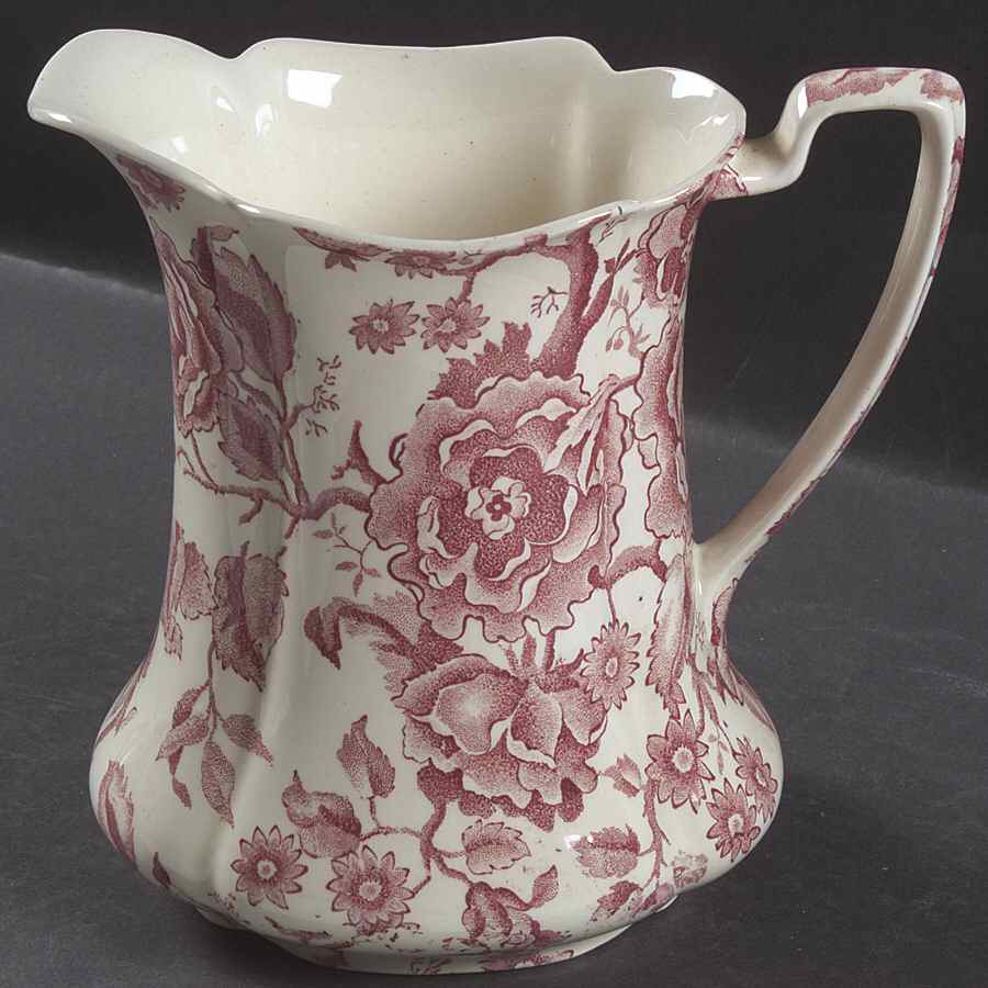 English Chippendale Red Pink 48 Oz Pitcher by Johnson Brothers-1