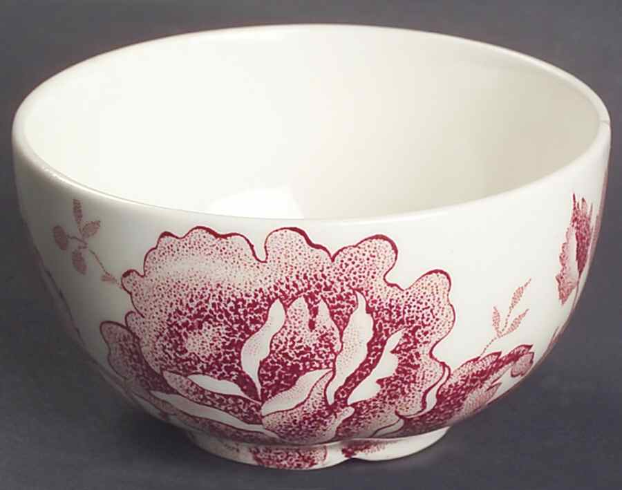 English Chippendale Red Pink Mini Open Sugar Bowl by Johnson Brothers-1