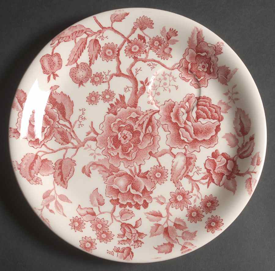 English Chippendale Red Pink Snack Plate by Johnson Brothers-1