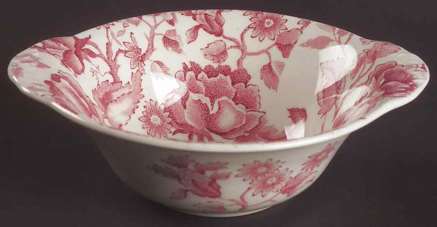 English Chippendale Red Pink Lugged Cereal Bowl by Johnson Brothers-1