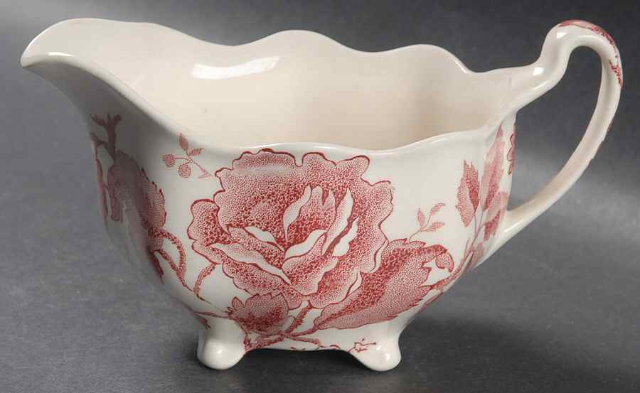 English Chippendale Red Pink Creamer by Johnson Brothers-1