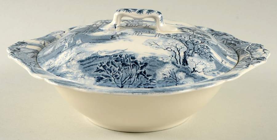 Enchanted Garden Blue Round Covered Vegetable by Johnson Brothers-1