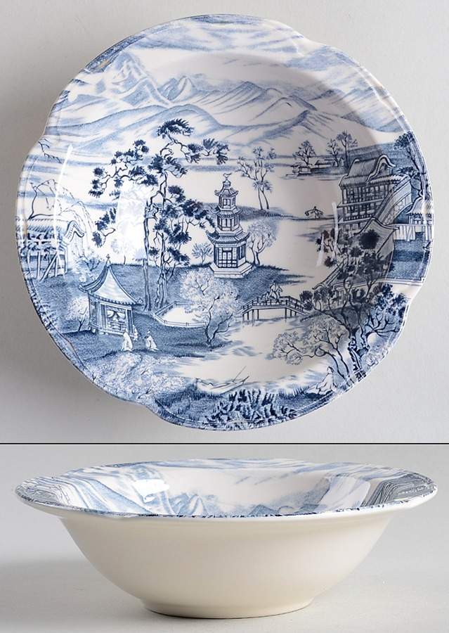Enchanted Garden Blue Rim Cereal Bowl by Johnson Brothers-1