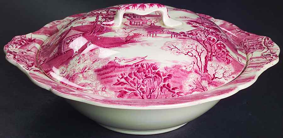 Enchanted Garden Pink Round Covered Vegetable by Johnson Brothers-1