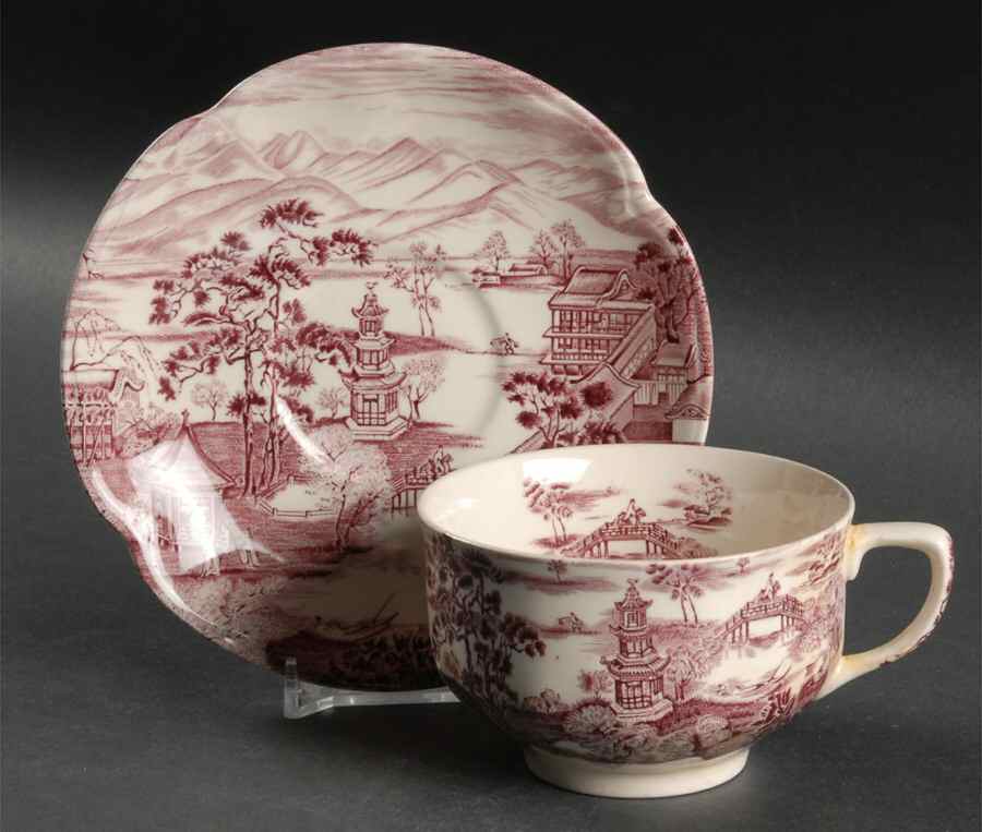Enchanted Garden Plum Flat Cup & Saucer Set by Johnson Brothers-1