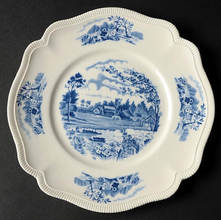English Gardens Blue (No Blue Band) Square Salad Plate by Johnson Brothers-1