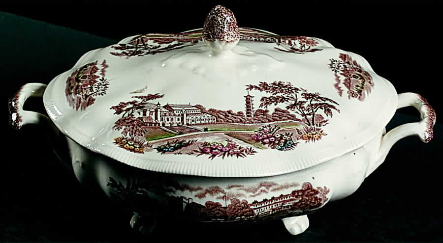 English Gardens Brown Multicolor Oval Covered Vegetable by Johnson Brothers-1