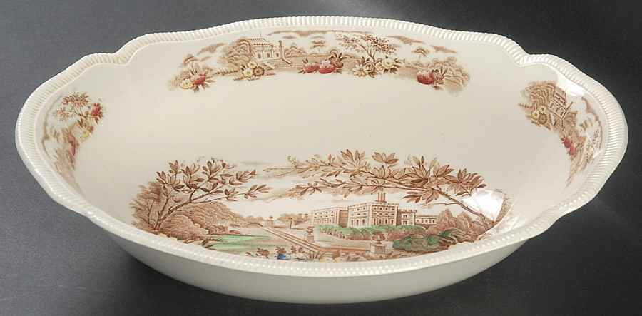 English Gardens Brown Multicolor 9" Oval Vegetable Bowl by Johnson Brothers-1