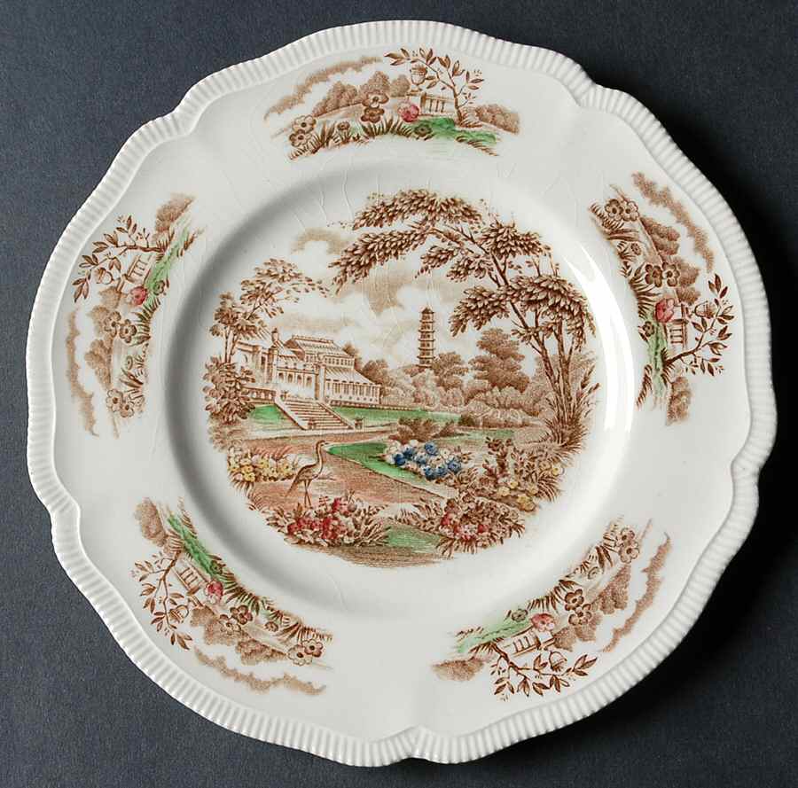 English Gardens Brown Multicolor Dessert/Pie Plate by Johnson Brothers-1