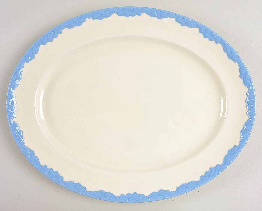 English Oak (Light Blue Embossed Edge) 13" Oval Serving Platter by Johnson Brothers-1