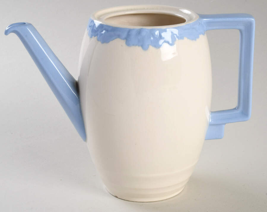 English Oak (Light Blue Embossed Edge) Mini Coffee Pot No Lid by Johnson Brothers-1