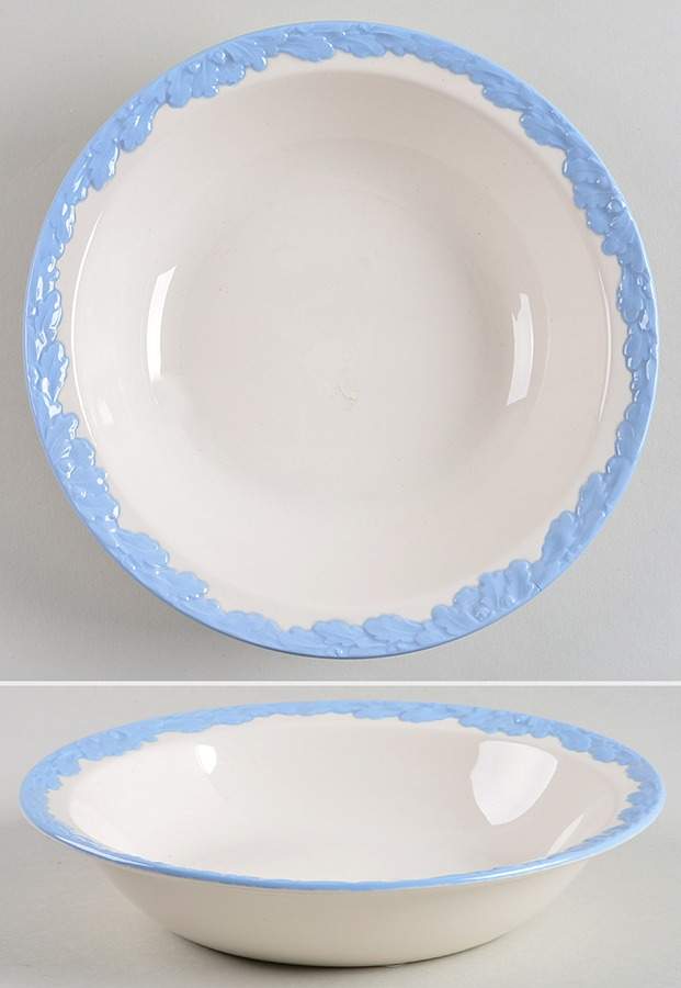 English Oak (Light Blue Embossed Edge) Rim Soup Bowl by Johnson Brothers-1