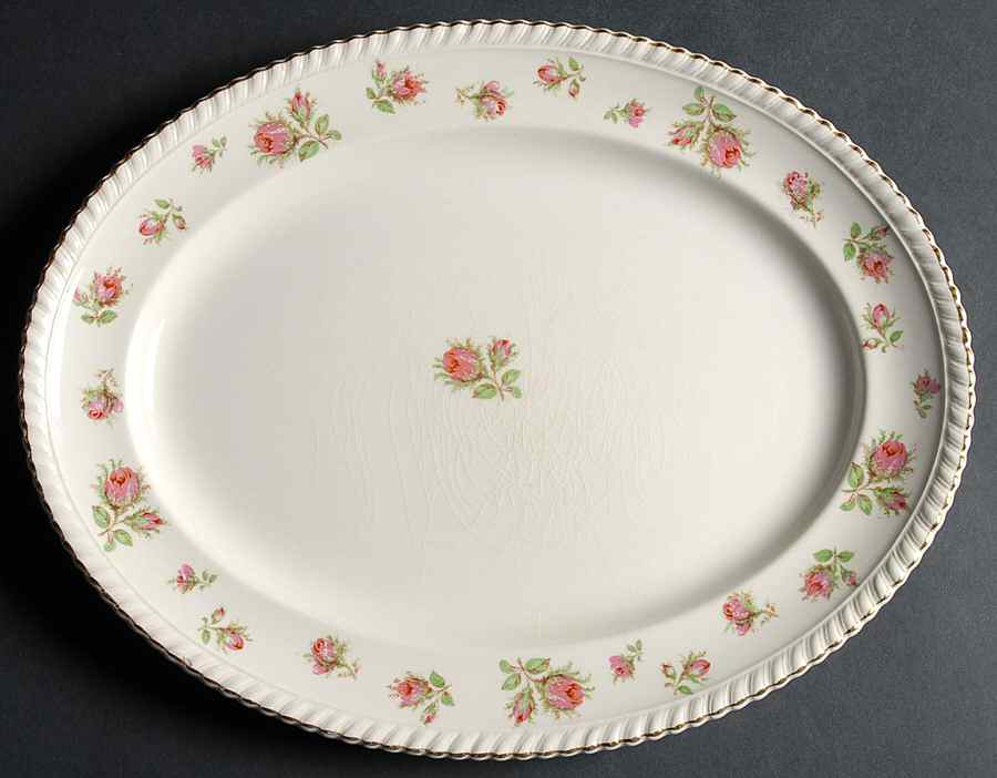 English Rose (Old English, Pink Roses) 14" Oval Serving Platter by Johnson Brothers-1