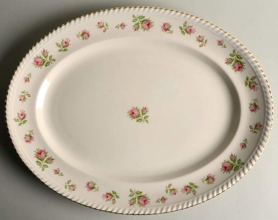 English Rose (Old English, Pink Roses) 15" Oval Serving Platter by Johnson Brothers-1